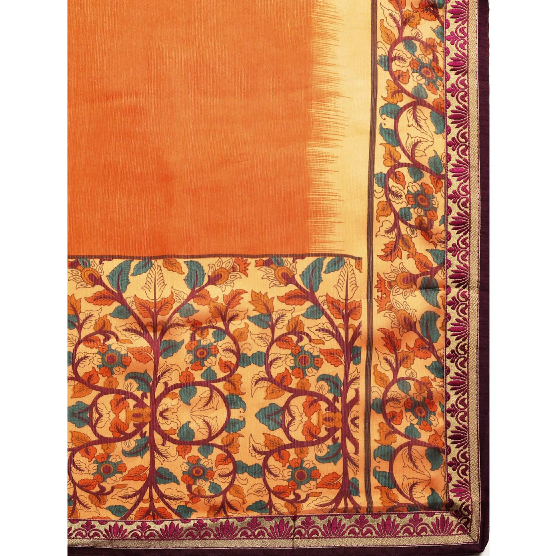 Mesmeric Orange Colored Partywear Printed Rangoli Silk Saree