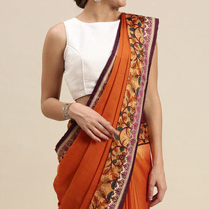 Mesmeric Orange Colored Partywear Printed Rangoli Silk Saree
