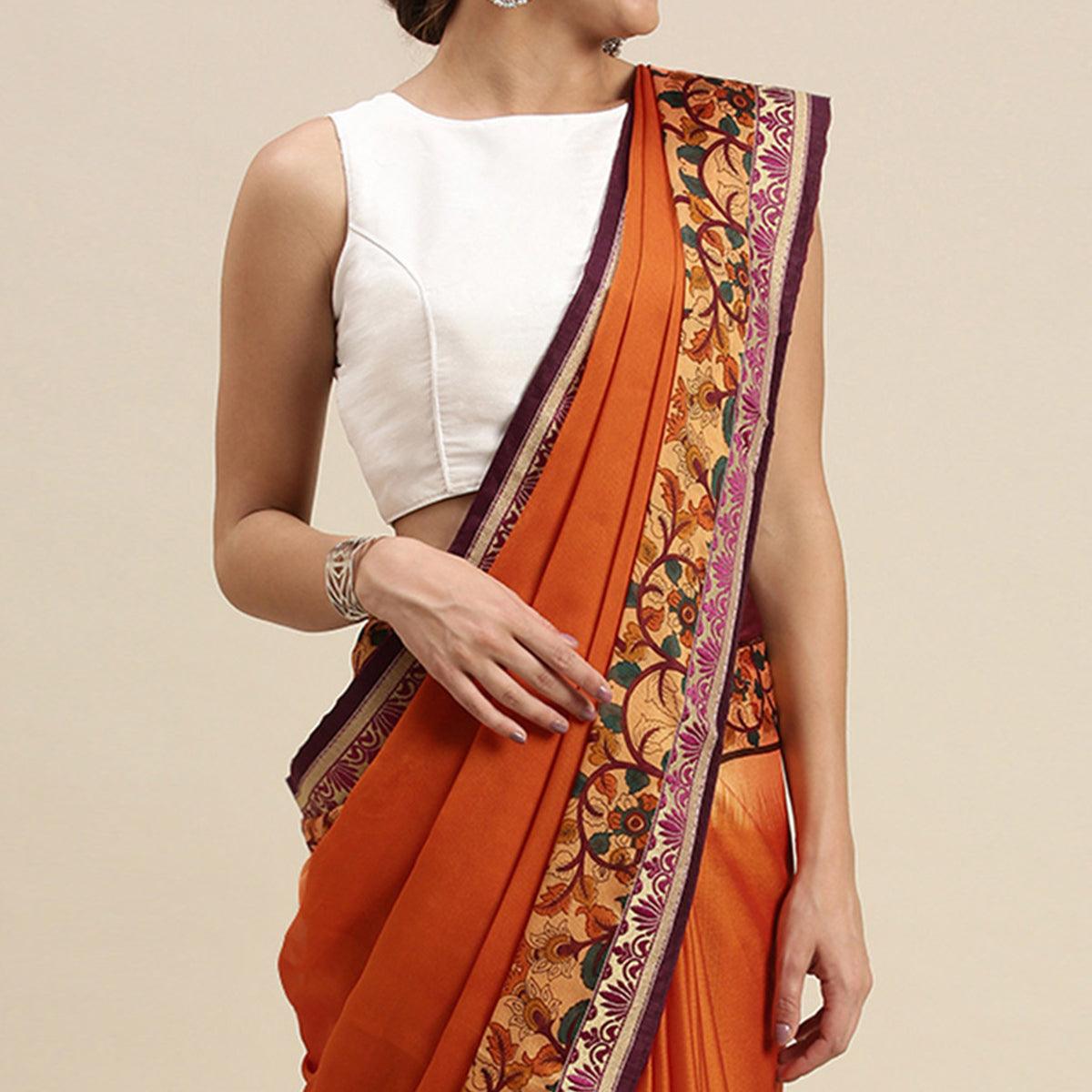 Mesmeric Orange Colored Partywear Printed Rangoli Silk Saree