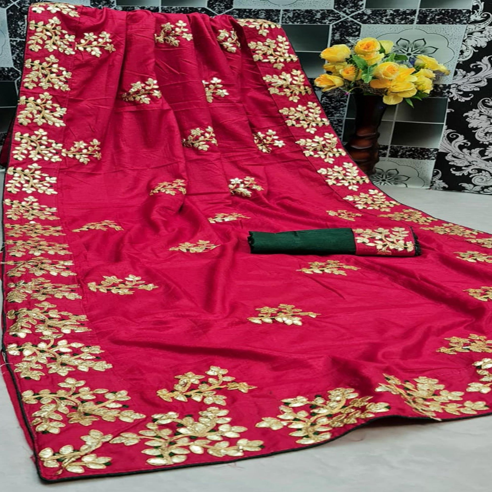 Mesmeric Pink Colored Festive Wear Butta Work Dola Silk Saree