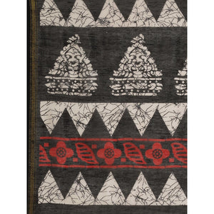 Mesmeric Red - Black Colored Casual Wear Printed Silk Blend Saree