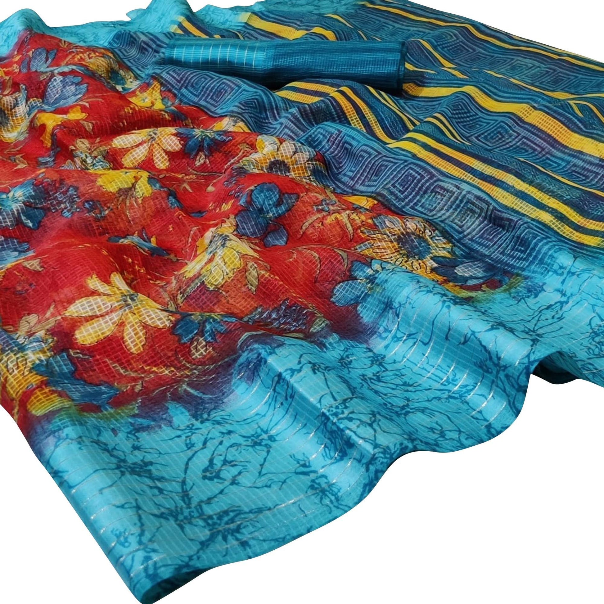 Mesmeric Red Colored Casual Wear Printed Silk Saree