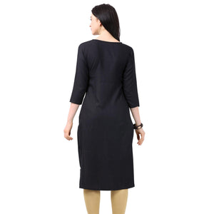 Mesmerising Black Colored Partywear Embellished Rayon Kurti