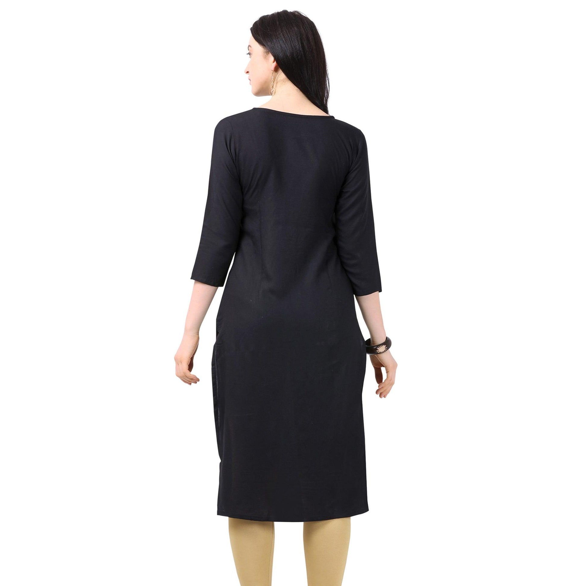 Mesmerising Black Colored Partywear Embellished Rayon Kurti