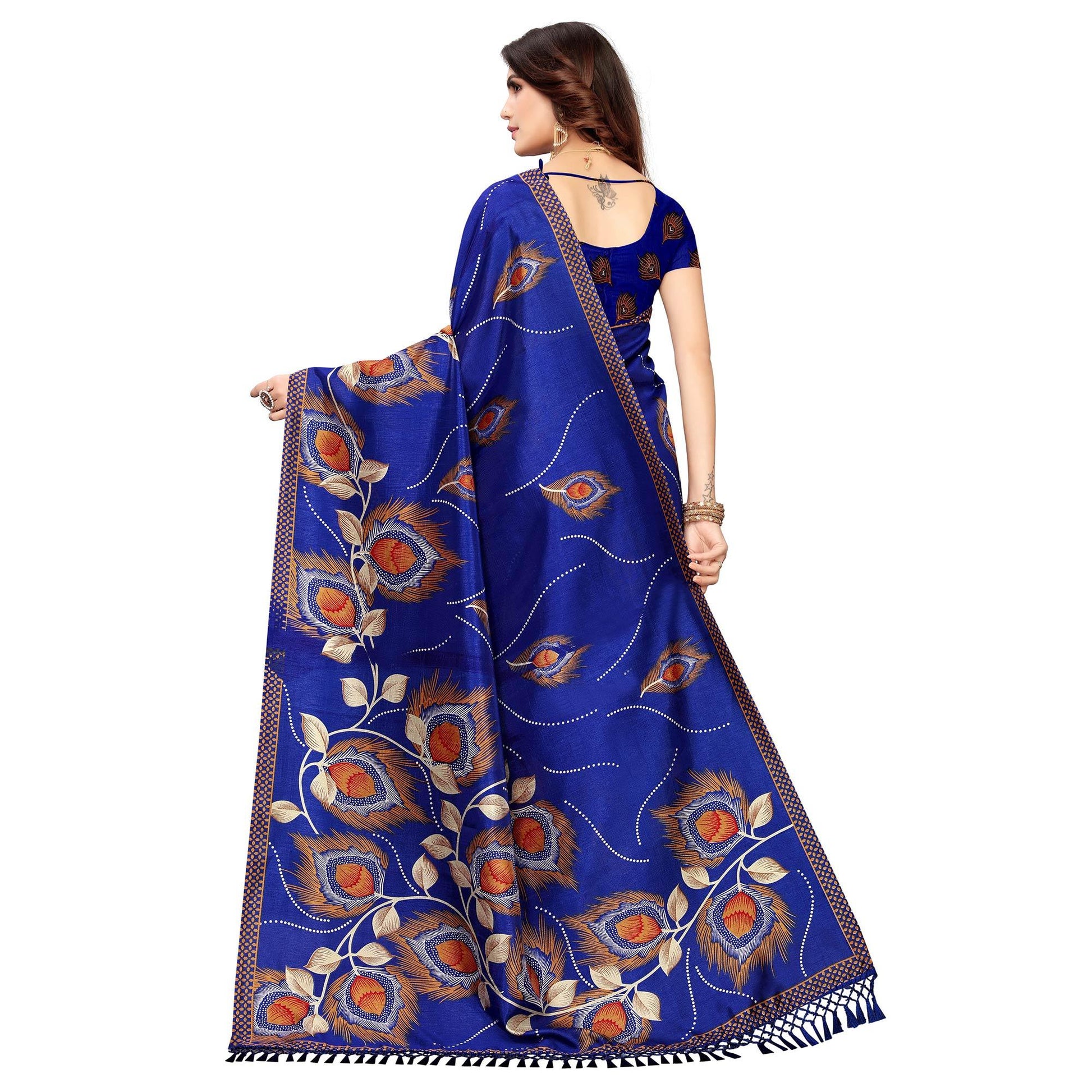Mesmerising Blue Colored Festive Wear Printed Art Silk Saree