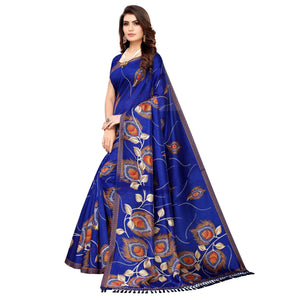 Mesmerising Blue Colored Festive Wear Printed Art Silk Saree