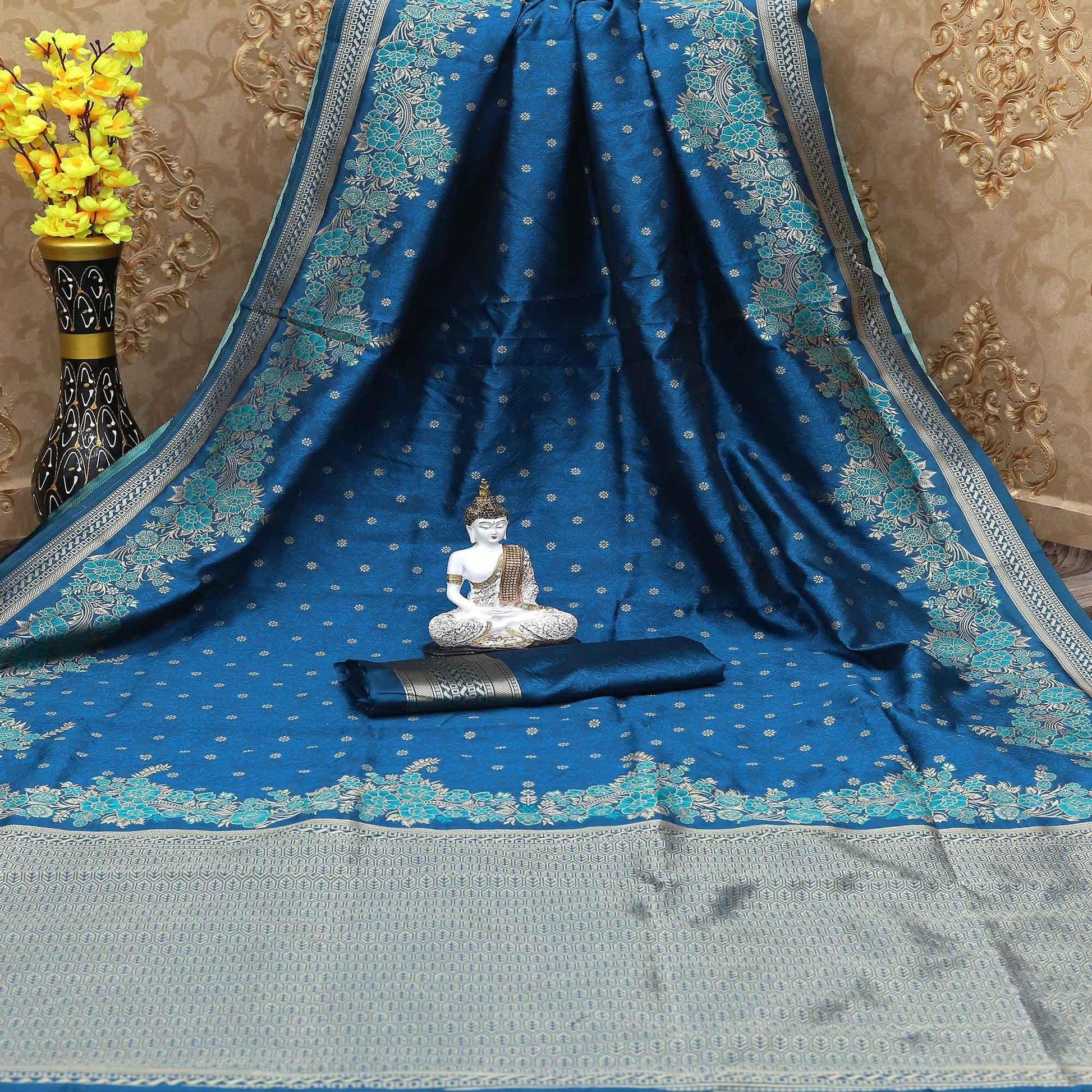 Mesmerising Blue Colored Festive Wear Woven Banarasi Art Silk Saree