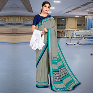 Mesmerising Cream Coloured Casual Wear Printed Georgette Saree