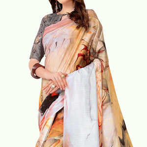 Mesmerising Cream - Multi Colored Casual Wear Printed Art Silk Saree