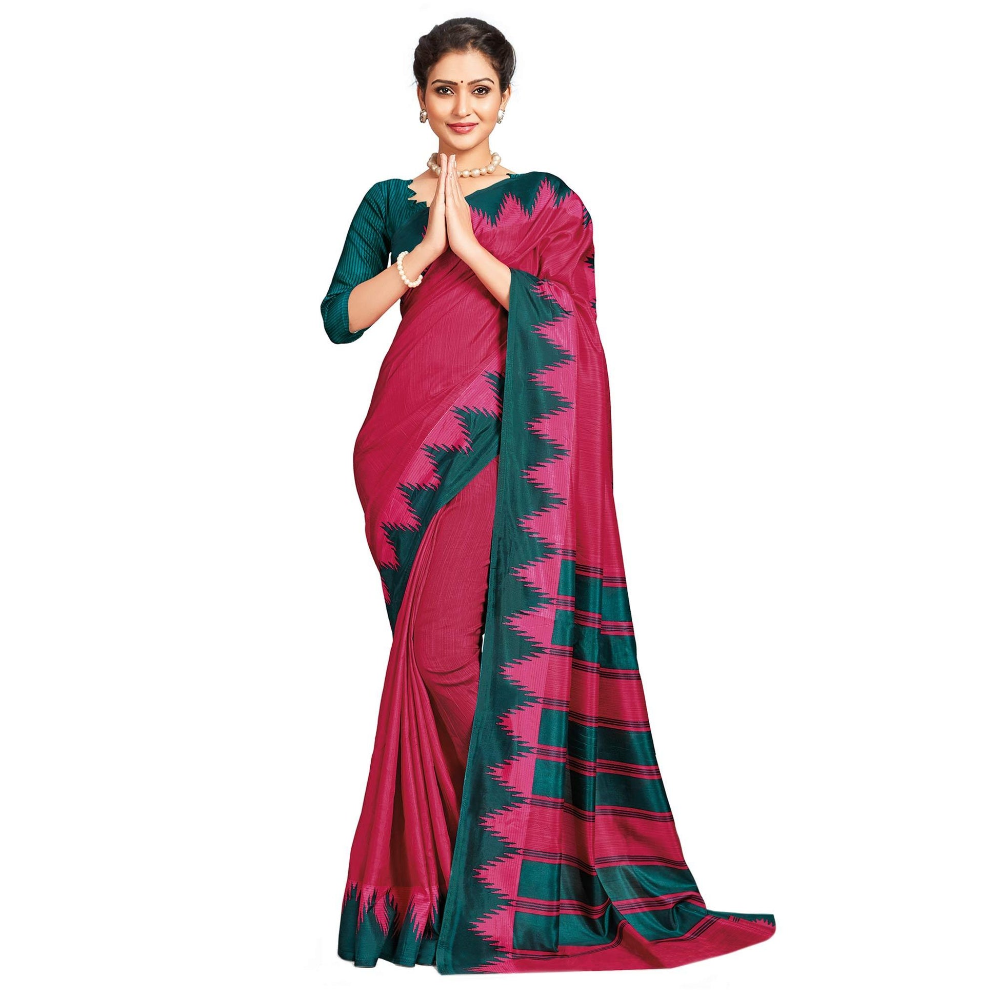 Mesmerising Dark Pink Colored Casual Printed Tussar Silk Saree