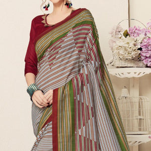 Mesmerising Gray Colored Casual Printed Bhagalpuri Silk Saree