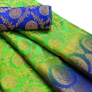 Mesmerising Green Colored Festive Wear Woven Silk Blend Saree