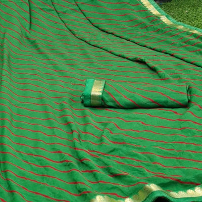 Mesmerising Green Coloured Casual Wear Printed Moss Georgette Saree