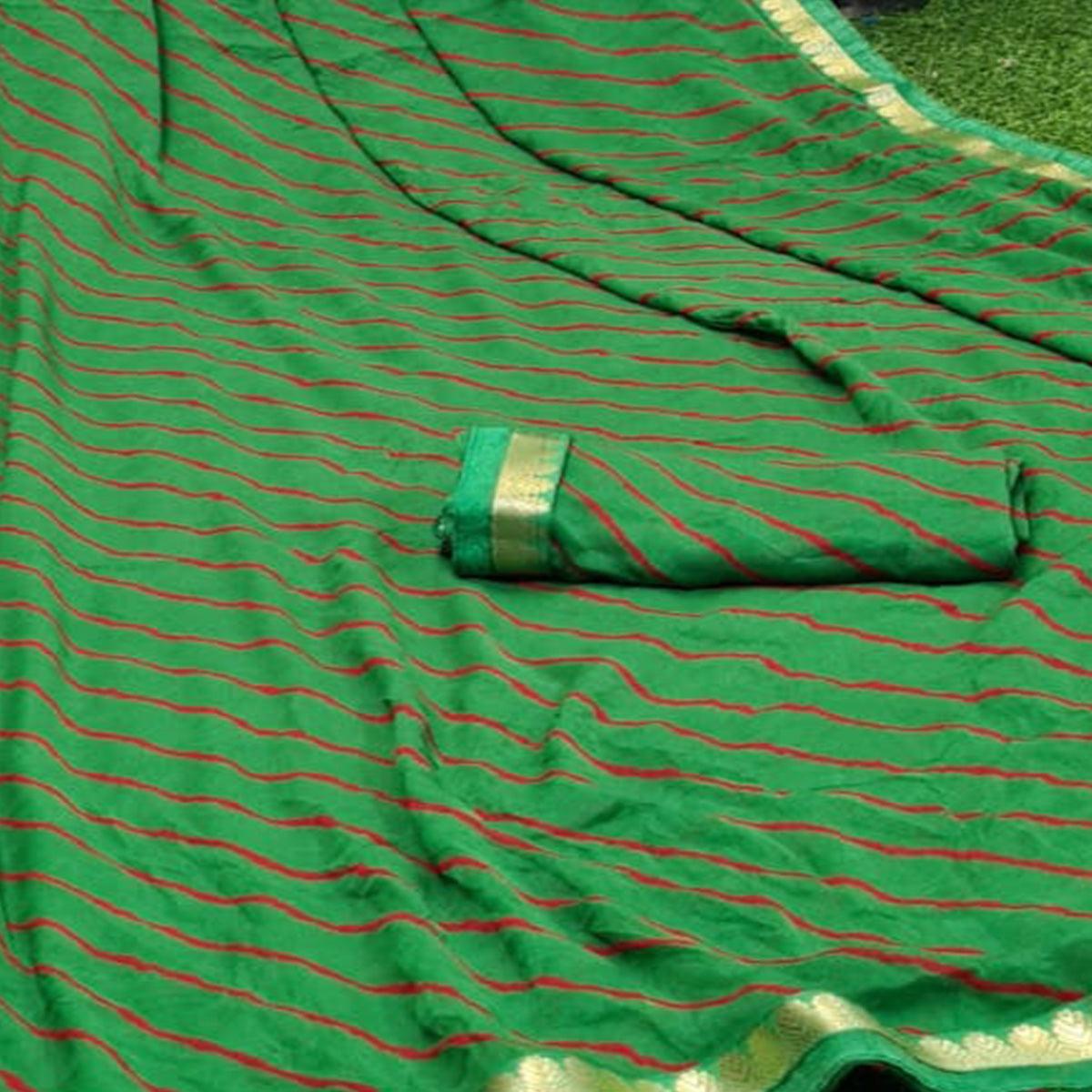 Mesmerising Green Coloured Casual Wear Printed Moss Georgette Saree