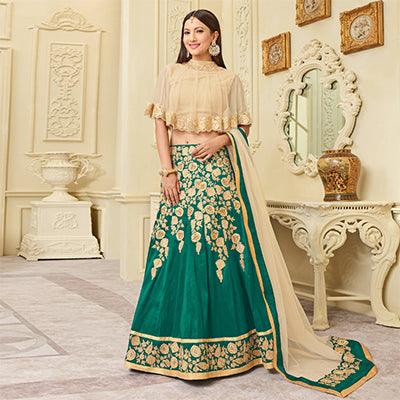 Mesmerising Green Designer Embroidered Mulberry Silk Lehenga Choli