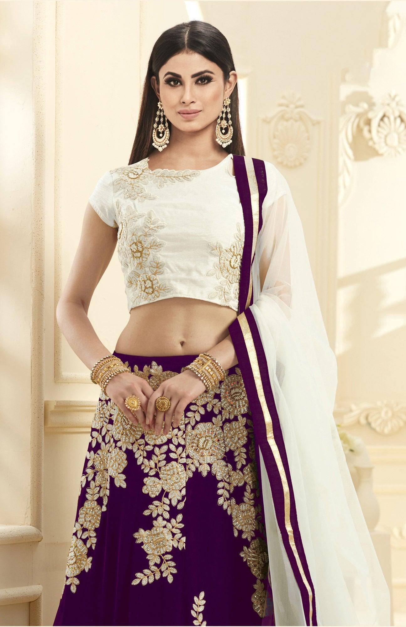 Mesmerising Magenta Colored Designer Embroidered Georgette Lehenga Choli