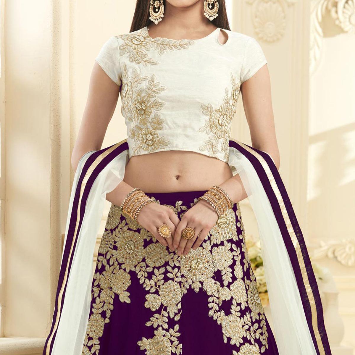 Mesmerising Magenta Colored Designer Embroidered Georgette Lehenga Choli
