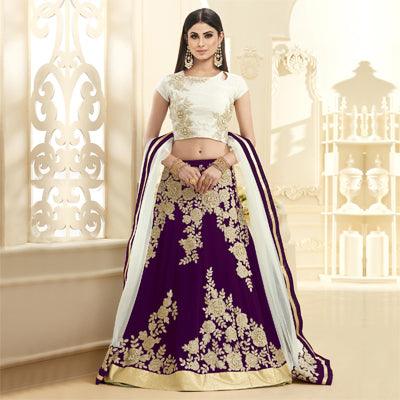 Mesmerising Magenta Colored Designer Embroidered Georgette Lehenga Choli