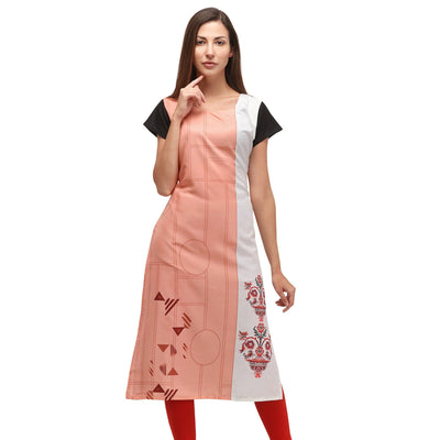 Mesmerising Peach Coloured Digital Printed Casual Wear Kurti