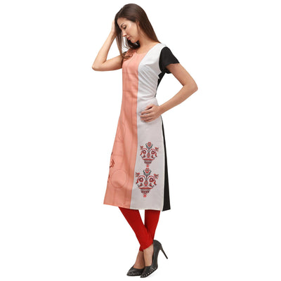 Mesmerising Peach Coloured Digital Printed Casual Wear Kurti