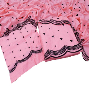Mesmerising Pink Colored Casual Wear Embroidered Cotton Dress Material