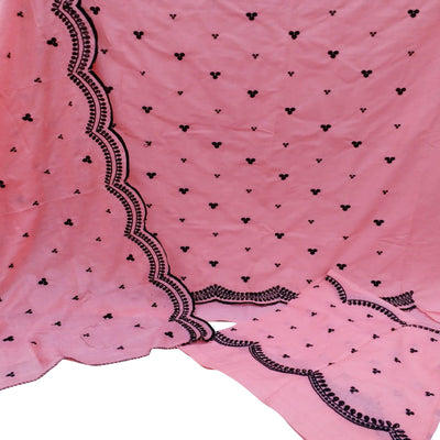 Mesmerising Pink Colored Casual Wear Embroidered Cotton Dress Material