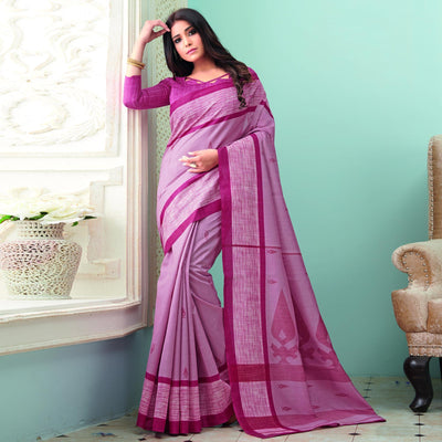 Mesmerising Pink Colored Casual Wear Printed Bhagalpuri Saree