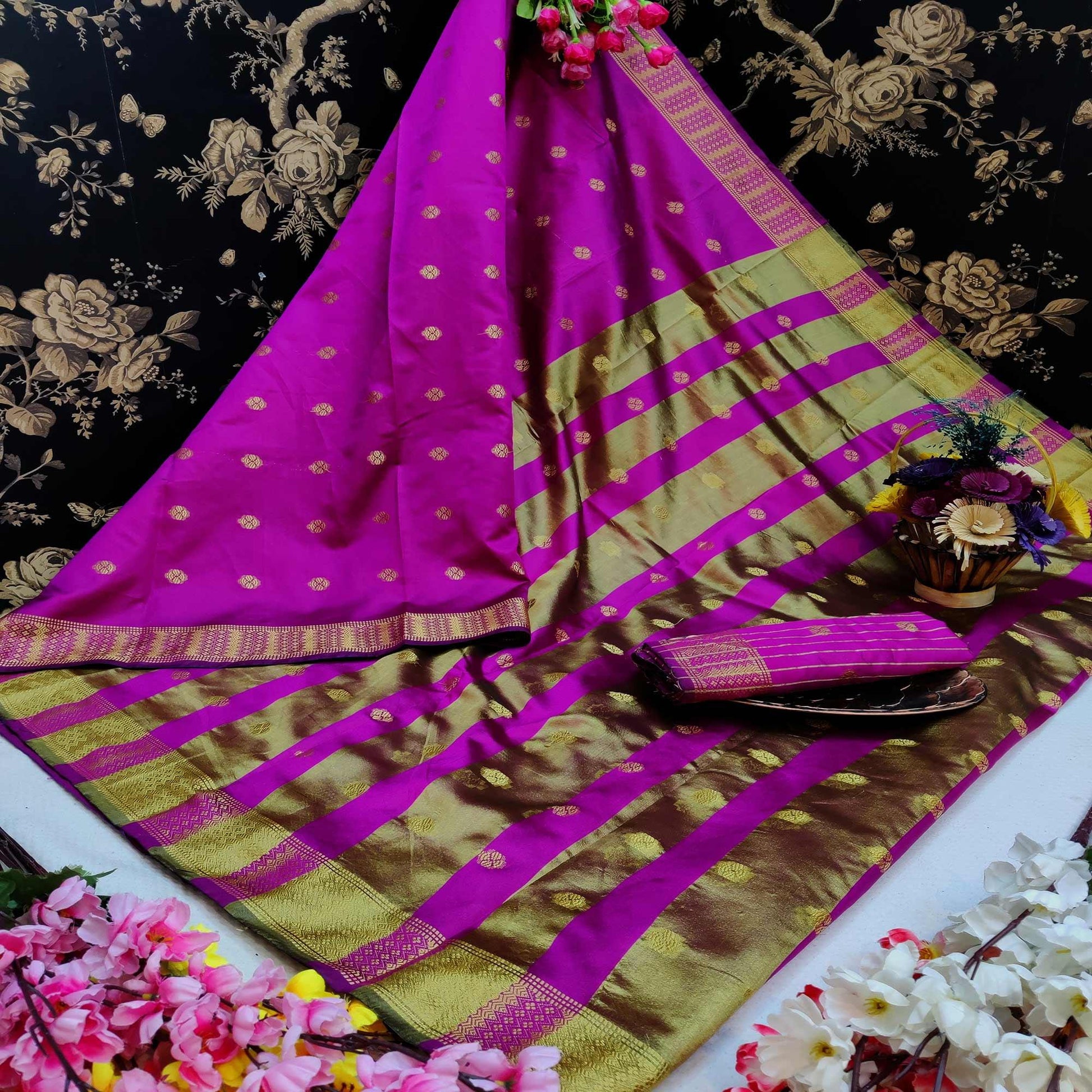 Mesmerising Pink Colored Festive Wear Woven Art Silk Saree