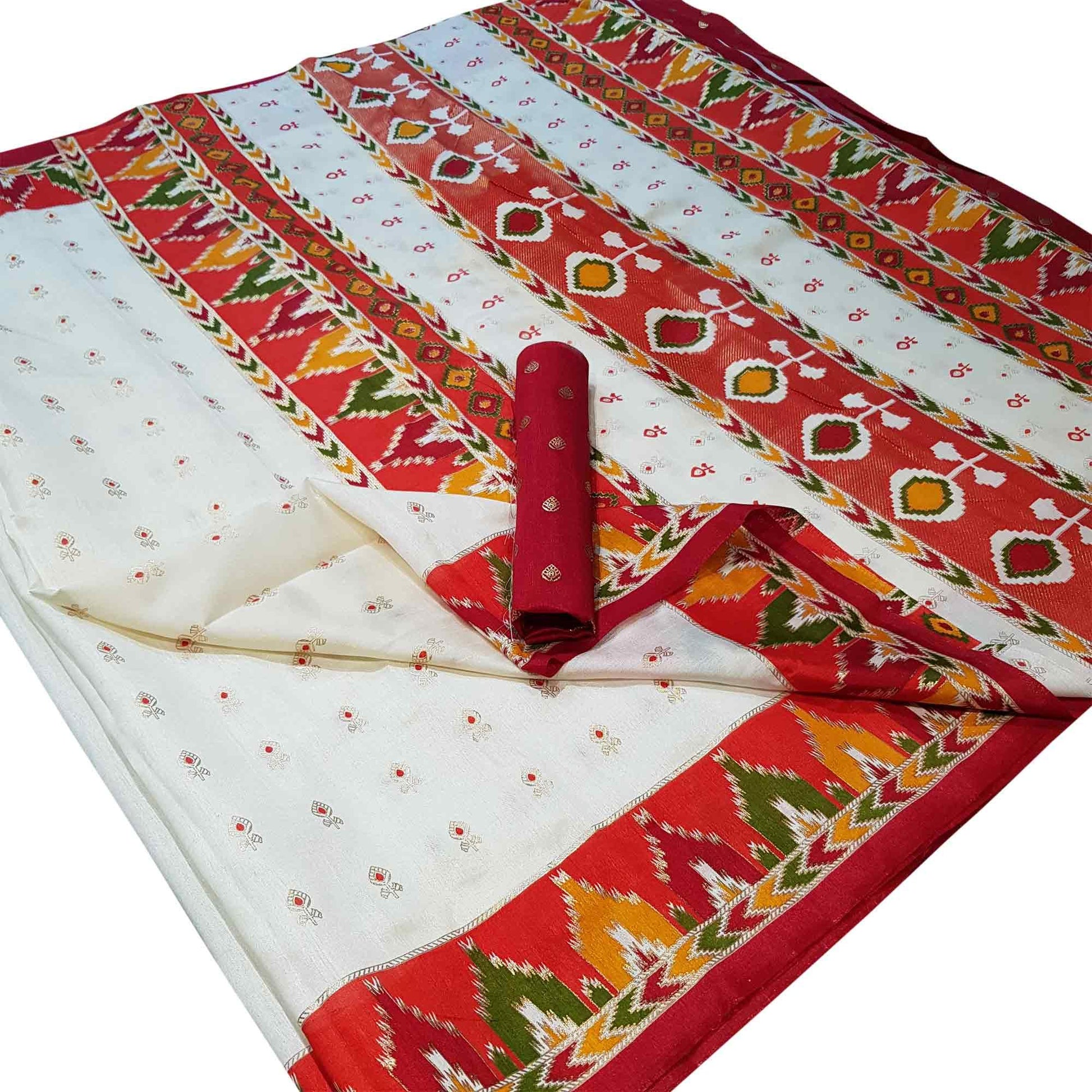 Mesmerising White Colored Festive Wear Foil Printed Silk Saree