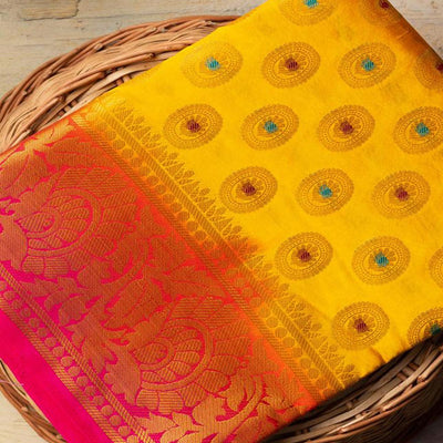 Mesmerising Yellow Colored Festive Wear Woven Art Silk Saree