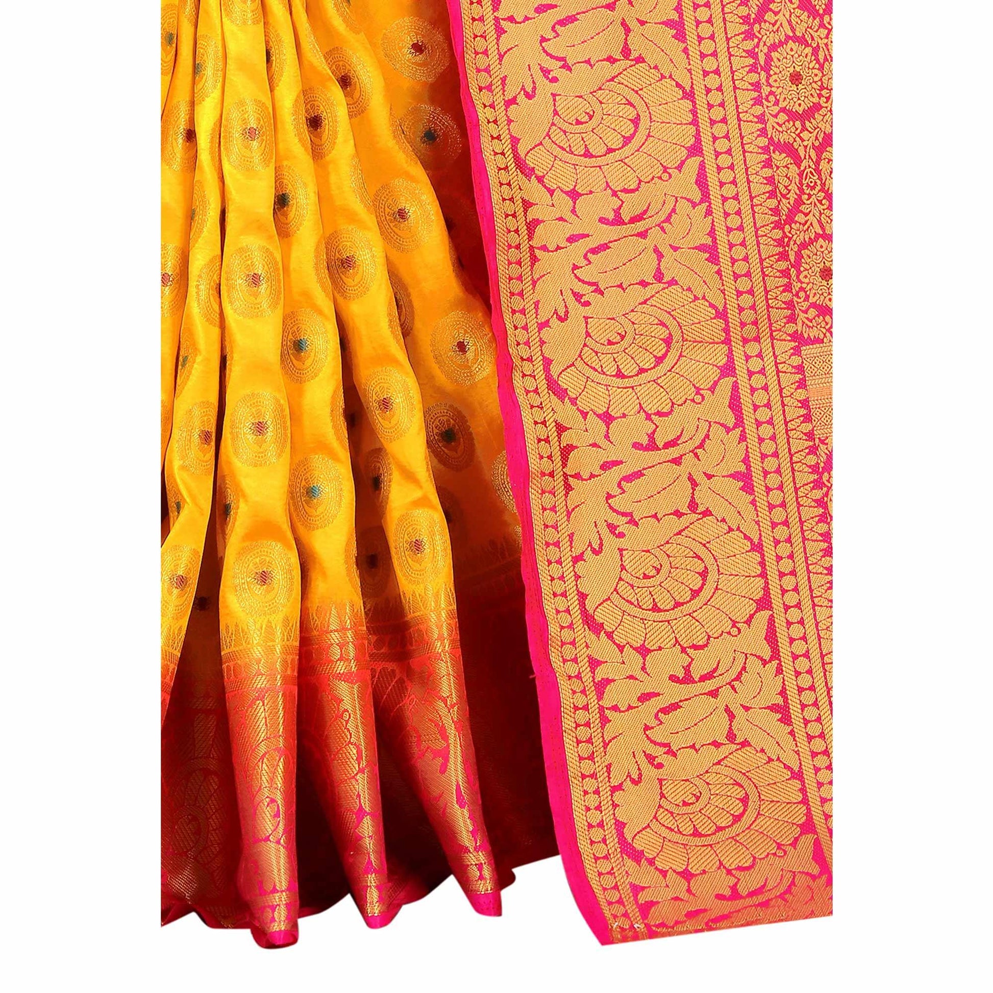 Mesmerising Yellow Colored Festive Wear Woven Art Silk Saree