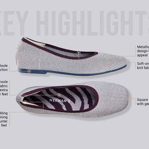 Metallic Square Flats : Grey-Silver