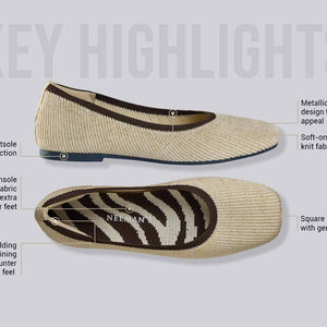 Metallic Square Flats : Ivory-Gold