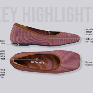 Metallic Square Flats : Pink