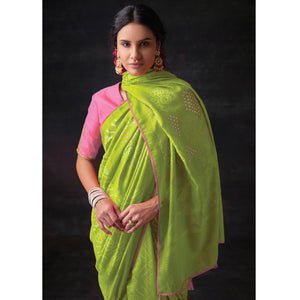 Mint Green Bandhani Printed Brasso Saree