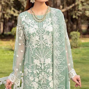 Mint Green Partywear Embroidered Faux Georgette Straight Pakistani Suit