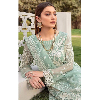 Mint Green Partywear Embroidered Faux Georgette Straight Pakistani Suit