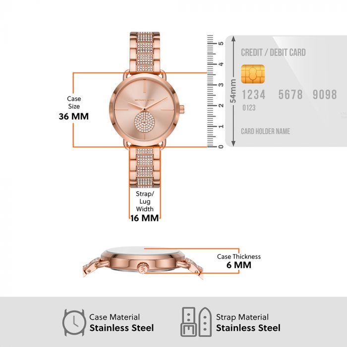 Michael Kors Portia Rose Gold Dial Women 36mm