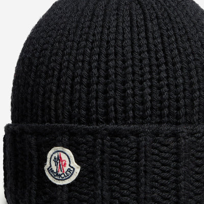 Moncler Enfant Girls Wool Knit Black Beanie