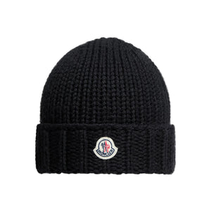 Moncler Enfant Girls Wool Knit Black Beanie