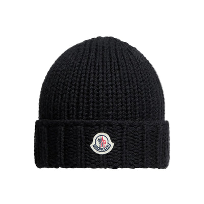 Moncler Enfant Girls Wool Knit Black Beanie