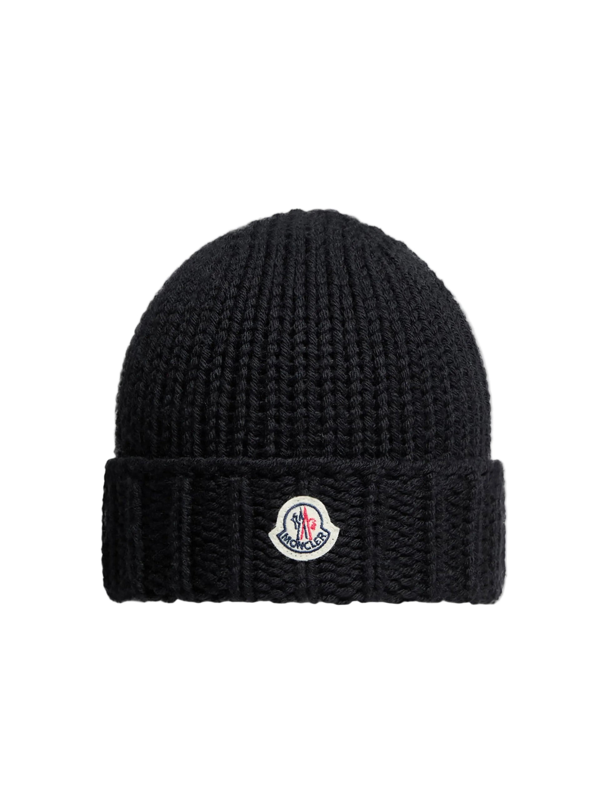 Moncler Enfant Girls Wool Knit Black Beanie