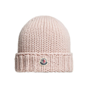 Moncler Enfant Girls Wool Knit Pink Beanie
