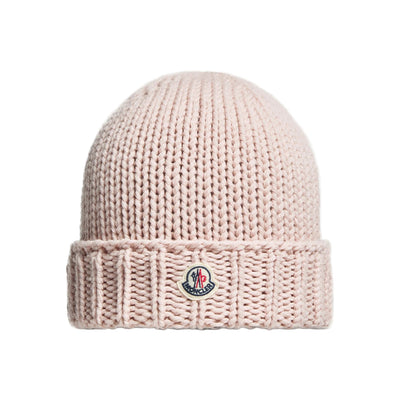 Moncler Enfant Girls Wool Knit Pink Beanie