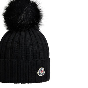 Moncler Pom Pom Black Beanie