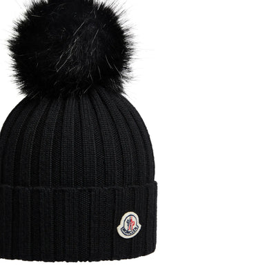 Moncler Pom Pom Black Beanie
