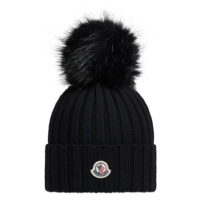 Moncler Pom Pom Black Beanie