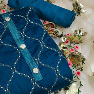Morepeach Festive Wear Embroidered Chanderi Dress Material