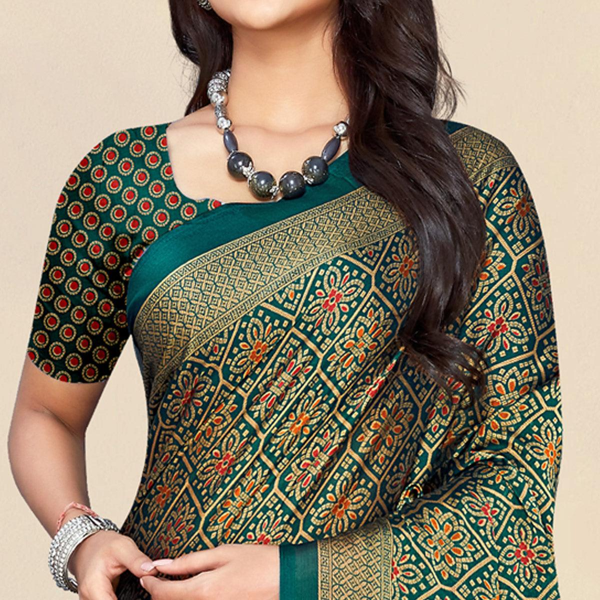 Morpich Bandhani Printed Chiffon Saree