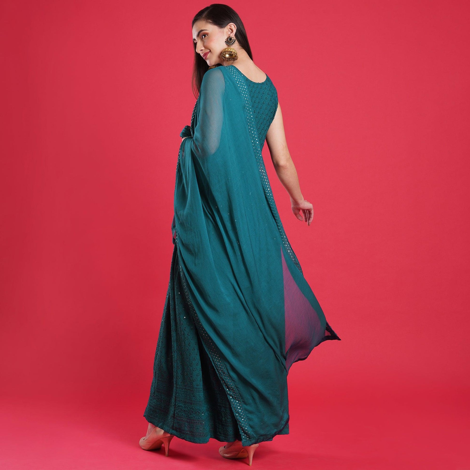 Morpich Chikankari Rayon Anarkali Style Gown